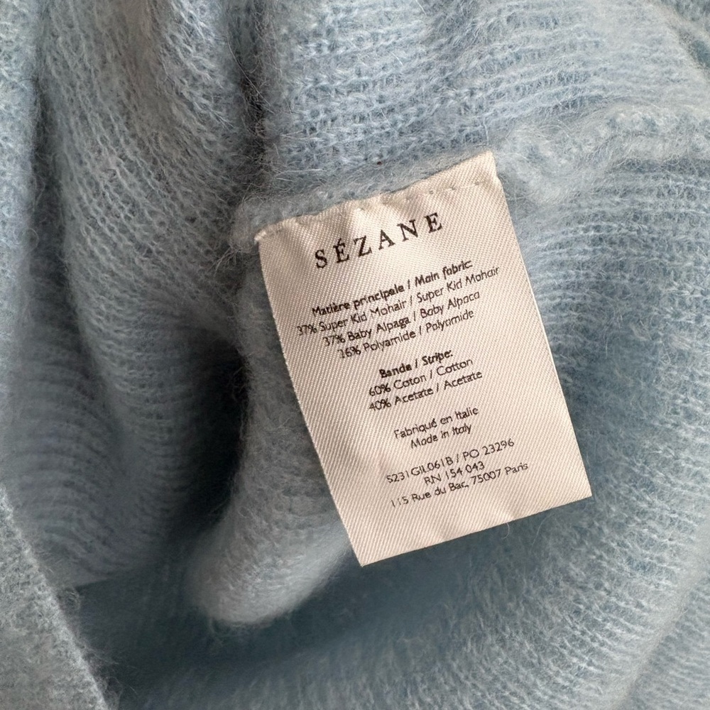 Sezane Light Sky Blue Women's Gaspard Sweater - Picture 3 of 3